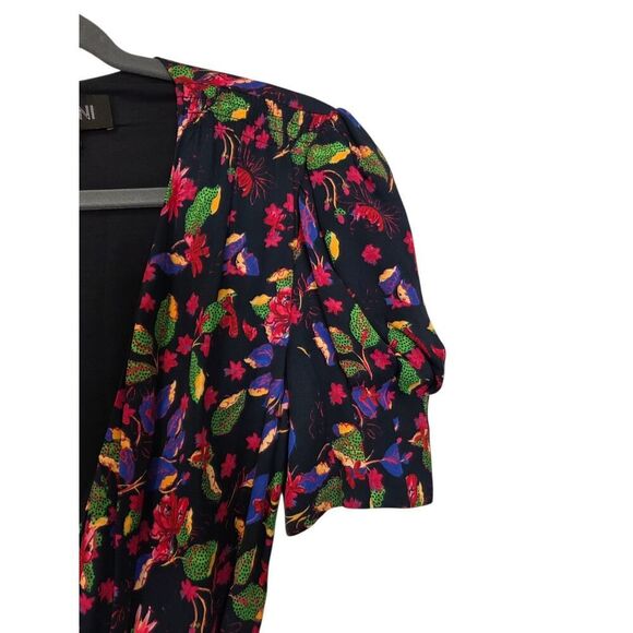 SALONI Lea Gathered Floral-Print Crepe De Chine Mini Wrap Dress | 2 Cottagecore - Picture 7 of 16